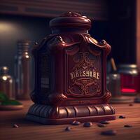 Parfüm Flasche auf dunkel Hintergrund. 3d machen Illustration., ai generativ Bild foto