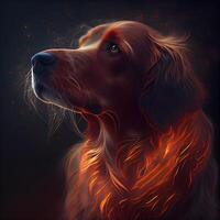 Porträt von irisch Setter Hund im Feuer. Digital malen., ai generativ Bild foto