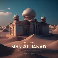 Moschee im das Wüste. 3d Illustration. Elemente von diese Bild möbliert durch NASA, ai generativ Bild foto