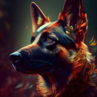 Deutsche Schäfer Hund Porträt im Profil. Digital malen. 3d Illustration., ai generativ Bild foto