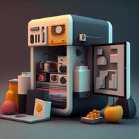 3d isometrisch Illustration von ein alt Maschine. retro Stil., ai generativ Bild foto