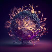Mensch Gehirn mit Neuronen und nervös System. 3d machen Illustration., ai generativ Bild foto
