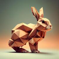 polygonal Hase auf ein Gradient Hintergrund. 3d Illustration., ai generativ Bild foto