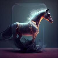 Pferd im das abstrakt Raum. 3d Illustration. Hintergrund., ai generativ Bild foto