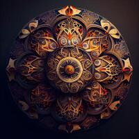 Ornament im das bilden von ein Kreis mit ein Muster. Mandala., ai generativ Bild foto