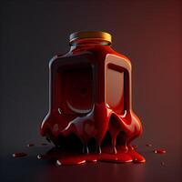 3d Illustration von ein Flasche von Blut auf ein dunkel Hintergrund., ai generativ Bild foto