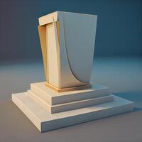 3d machen von Podium mit Gold vergeben. vergeben Zeremonie Konzept., ai generativ Bild foto