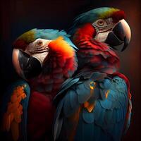 Ara Papageien auf ein dunkel Hintergrund. 3d Wiedergabe. foto