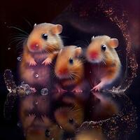 Hamster auf ein schwarz Hintergrund. 3d Wiedergabe, 3d Illustration. foto