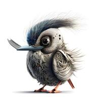 süß Karikatur Vogel mit groß Blau Augen. 3d Illustration. foto