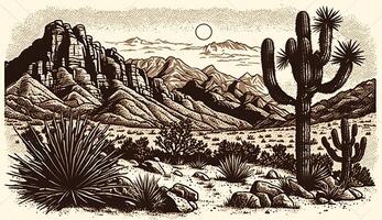 ai generativ. ai generiert. Berg Wüste Texas Landschaft. wild Westen Western Abenteuer erkunden inspirierend Stimmung. Grafik Kunst foto