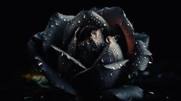ai generiert. ai generativ. schließen Makro Schuss Foto von realistisch Blume schwarz Rose. können Sein benutzt zum Hochzeit romantisch oder Liebe Konzept. Grafik Kunst