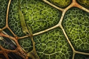 Nahansicht von Pflanze Zelle Strukturen Hintergrund erstellt mit generativ ai Technologie. foto