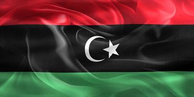 3D-Darstellung einer libyschen Flagge - realistische wehende Stoffflagge foto
