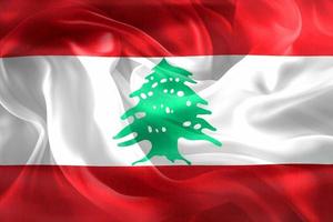 3D-Darstellung einer Libanon-Flagge - realistische wehende Stoffflagge foto