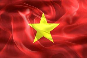 3d-illustration einer vietnam-flagge - realistische wehende stoffflagge foto