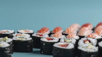 Sushi. Kopieren Raum. generativ ai. foto