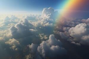 Regenbogen im das Wolken. generativ ai. foto