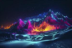 Berge im Neon- Farben. generativ ai. foto