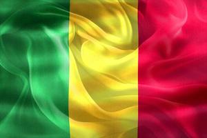 3d-illustration einer mali-flagge - realistische wehende stoffflagge foto