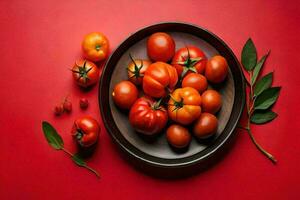 Tomaten auf ein Rosa Hintergrund. das Konzept von gesund Essen ai generieren foto