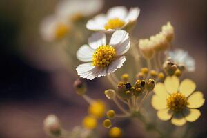 Blume Wiese unter ein Sommer- Himmel im Farbe Feld. generativ ai Illustration foto