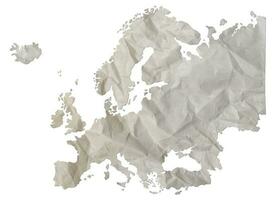 Europa Karte Papier Textur Schnitt aus auf Weiß Hintergrund. foto