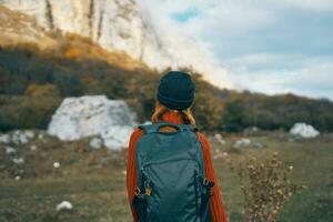 Frau Wanderer Natur Reise Ferien Landschaft Spaß foto