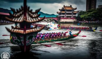 Zongzi Reis Knödel zum Chinesisch traditionell Drachen Boot Festival duanwu Festival. ai generiert. foto