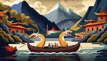 zongzi. Reis Knödel zum Chinesisch traditionell Drachen Boot Festival duanwu Festival. ai generiert. foto