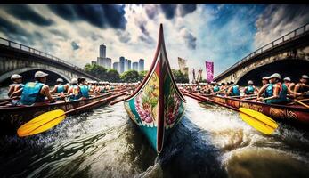 Zongzi Reis Knödel zum Chinesisch traditionell Drachen Boot Festival duanwu Festival. ai generiert. foto