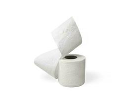 rollen von Sanft Toilette Papier auf ein Weiß Hintergrund foto