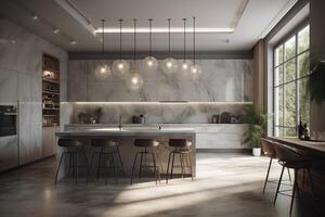 groß modern Küche, erstellt mit generativ ai foto