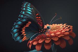 aufgeregt Schmetterling auf Frühling Blumen. generativ ai foto