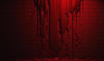 gruselig rot Mauer Hintergrund. Halloween Hintergrund Foto Konzept. generativ ai