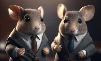 Porträt von Ratte Geschäftsmann tragen ein Anzug. generativ ai foto