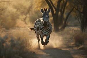 Porträt Zebra auf das Wald ai generieren foto