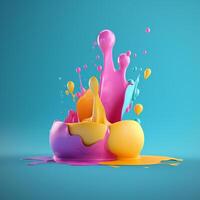 Acryl Farbe Spritzen im Trend Farbe Palette zum Werbung mit generativ ai foto