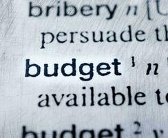 Budget Wort Wörterbuch Konzept foto