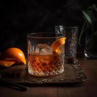 ein Glas von Cocktail auf Tabelle ai generieren foto