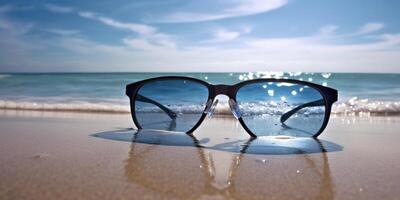 Sonnenbrille auf das Strand ai generiert foto