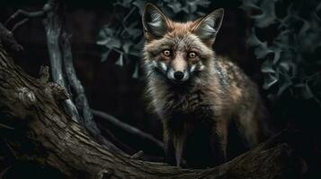 rot Fuchs im das Wald ai generieren foto