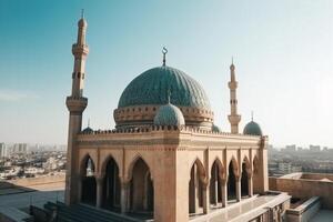 ai generativ ein Moschee mit ein schön Hintergrund foto