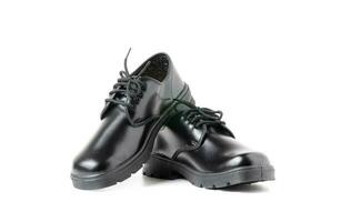 Neu Leder Schüler Schuhe isoliert auf Weiß foto