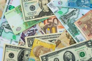 Geld von anders Länder Dollar, Euro, Griwna, Rubel foto