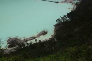 Landschaft Aussicht von kawah putih von das sunan ibu Hügel foto