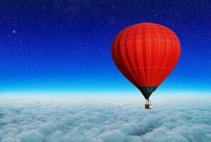 Ballon fliegt über das Wolken. das Konzept von Reise foto