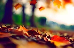 schön Herbst Landschaft mit bunt Laub Landschaft Hintergrund Foto ai generiert