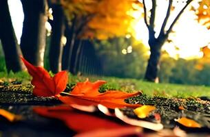 schön Herbst Landschaft mit bunt Laub Landschaft Hintergrund Foto ai generiert