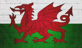 Flagge von Wales gemalt auf ein Mauer foto